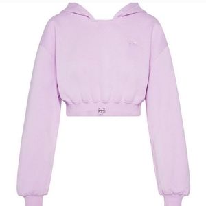 For Love & Lemons Lilac Josie Crop Lounging Adjustable Waist Hoodie Sweatshirt